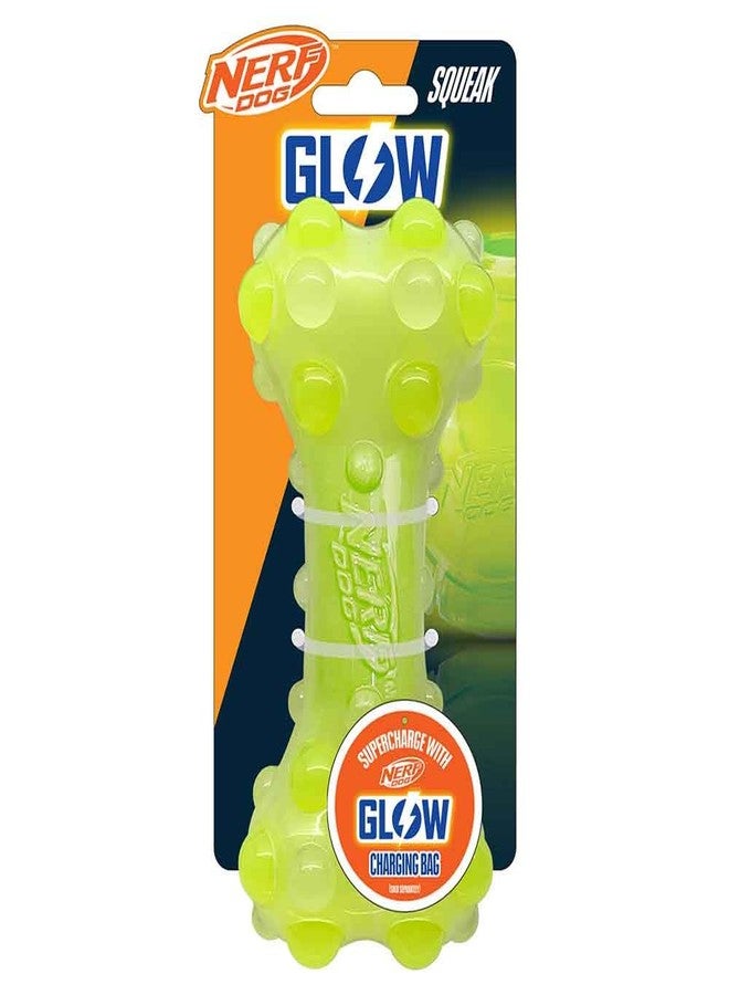 Nerf Dog 7in TPR Squeak Glow Bubble Bone Dog Toy -No Color/Green - Image 1